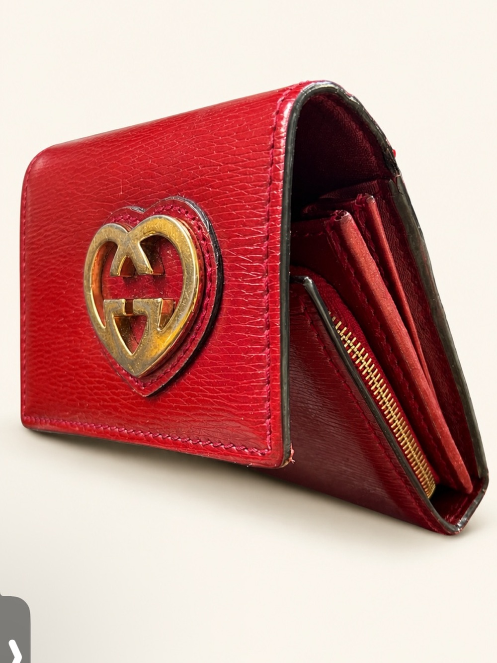 Gucci GUCCISIMA Heart Red Leather Long Wallet EUC - Picture 2 of 9